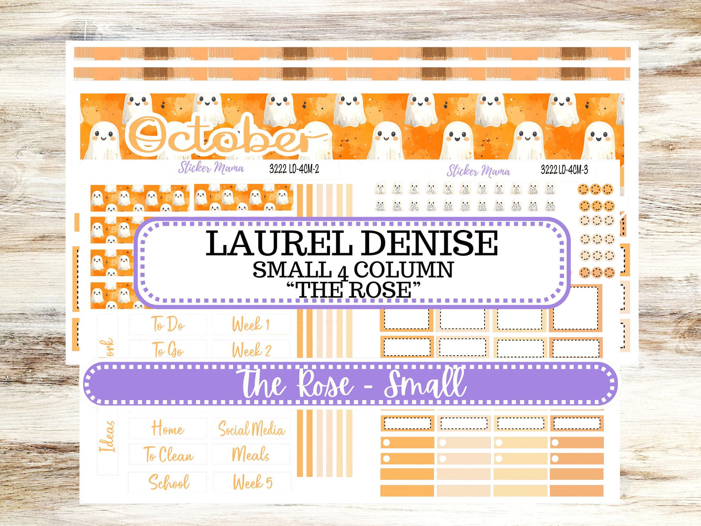 Laurel Denise Small Rose Planner Sticker Kit | 4 Column Mini | Project Mini  | October Cozy Ghost 3222 | 7-26
