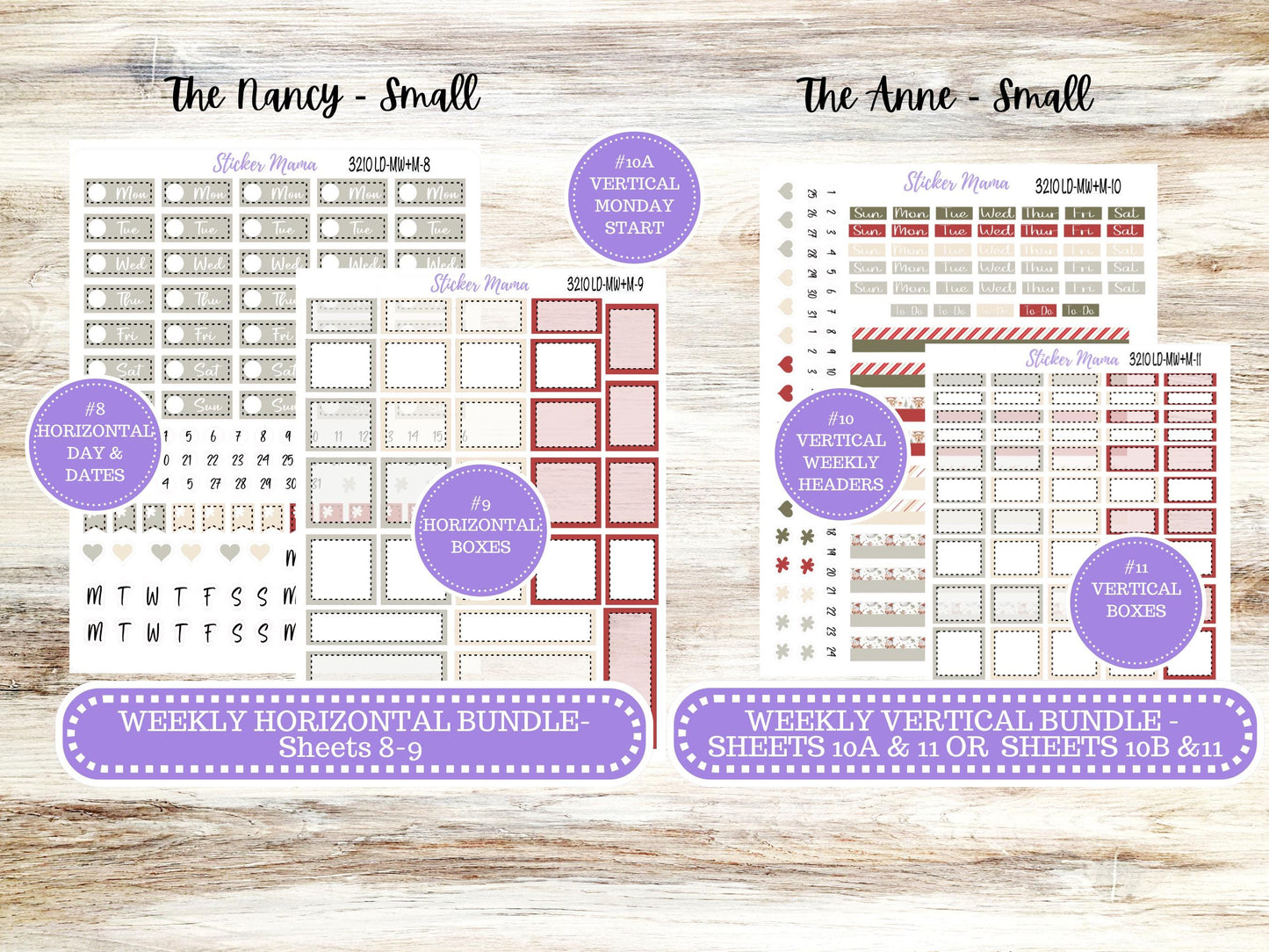 LD SMALL "The Anne" & "The Nancy" || MINI Week + Month Planner Kit #3210 || Laurel Denise Horizontal Vertical || Frosty Friends || 9-25
