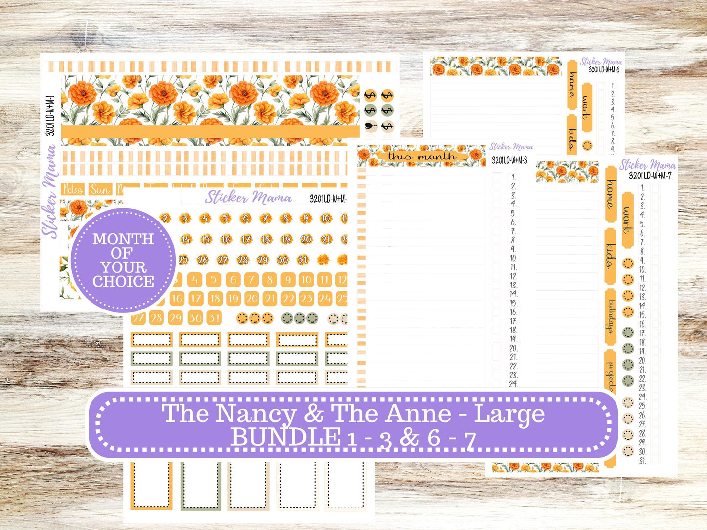 Laurel Denise Large Nancy & Anne Planner Sticker Kit | Vertical Horizontal Week + Month | Month of your Choice 3201 Fall Colors | 5-26