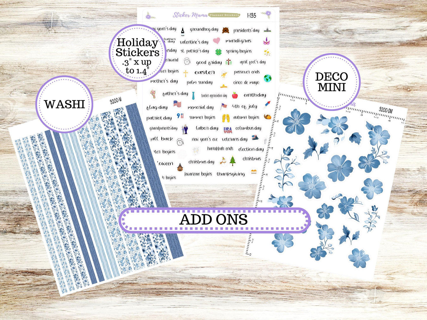 LD Large "The Scout" || PORTRAIT Weekly + Monthly Planner Kit #3200 || Chose Your Month || Blue Blossom || Laurel Denise Kit || 12-25