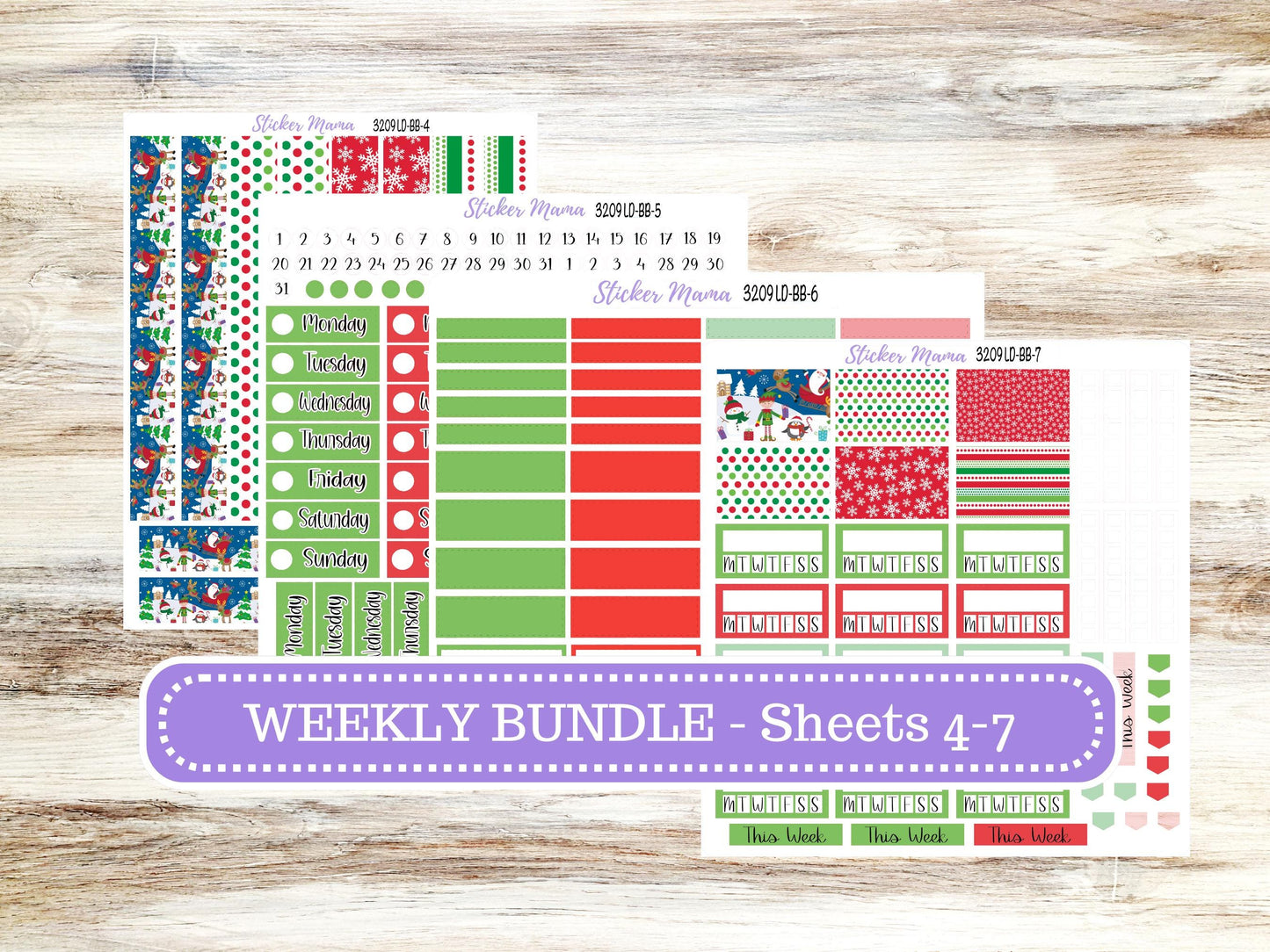 LD BOOK-BOUND Planner Kit #3209 || The Mae || The Kristy || Jolly Pines || December Laurel Denise Sticker Kit ||  9-25