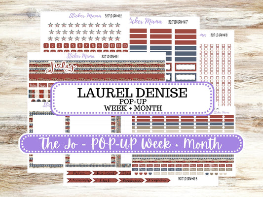 Laurel Denise Jo Planner Sticker Kit | Pop-up Week+Month | July 3217 Old Glory | 4-26