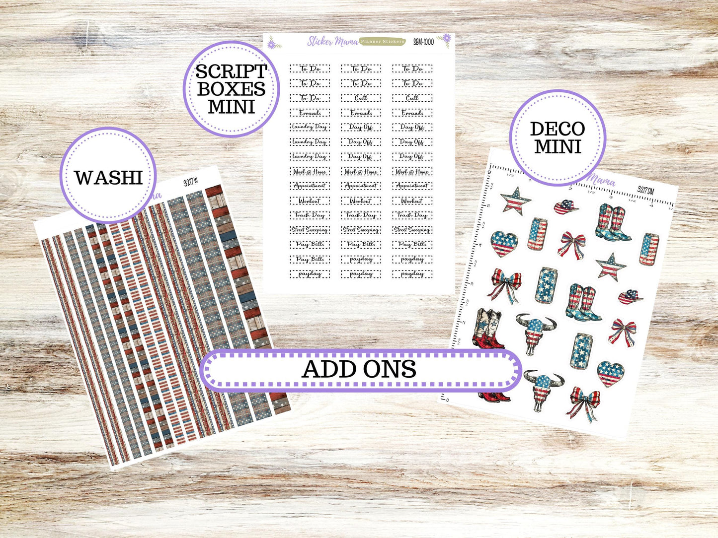 Laurel Denise Small Anne and Nancy Planner Sticker Kit | July Old Glory 3217 | 4-26