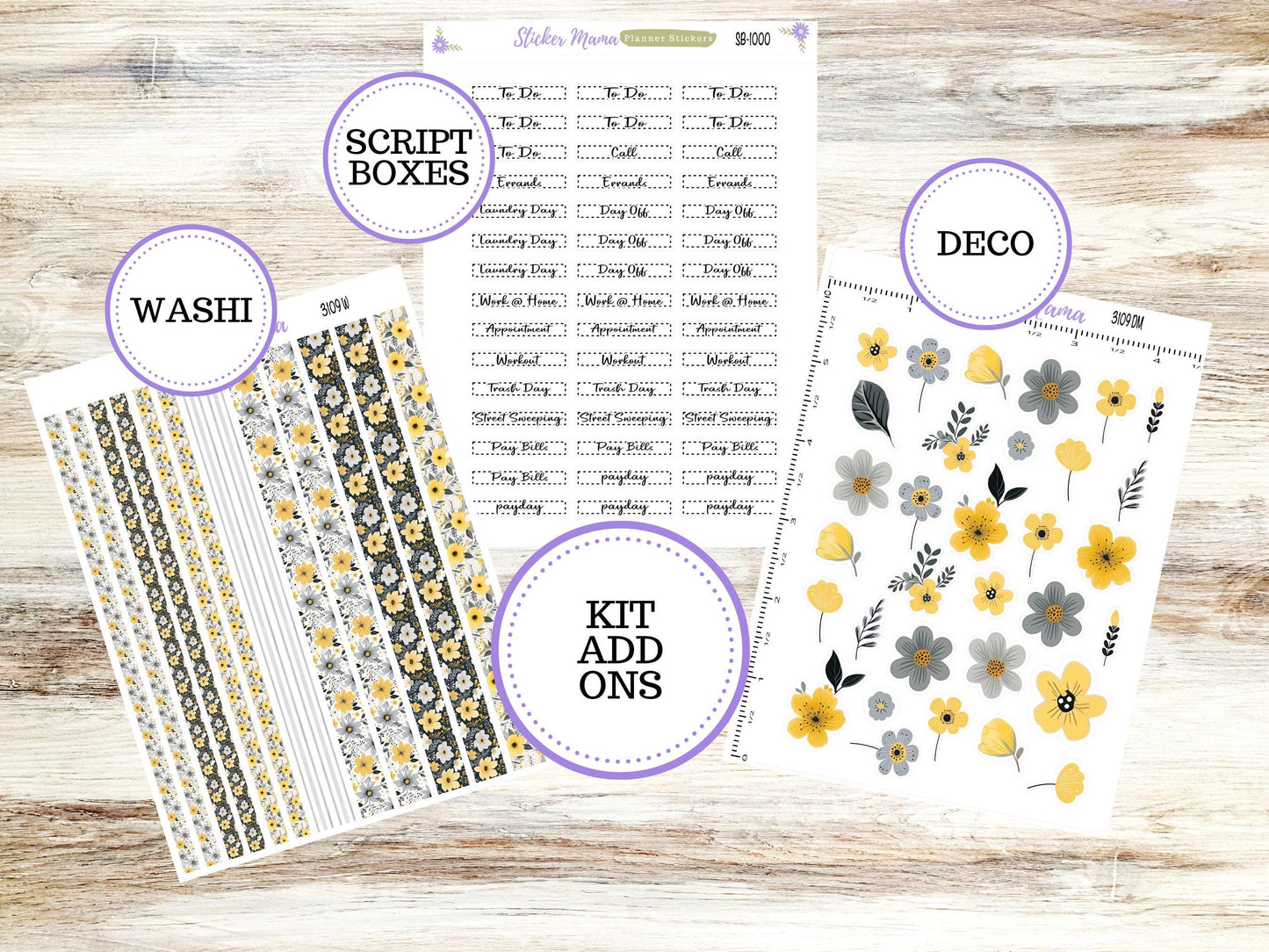 Simple Planner Sticker Kit | 1.5" Planner Stickers | May Flowers #3109