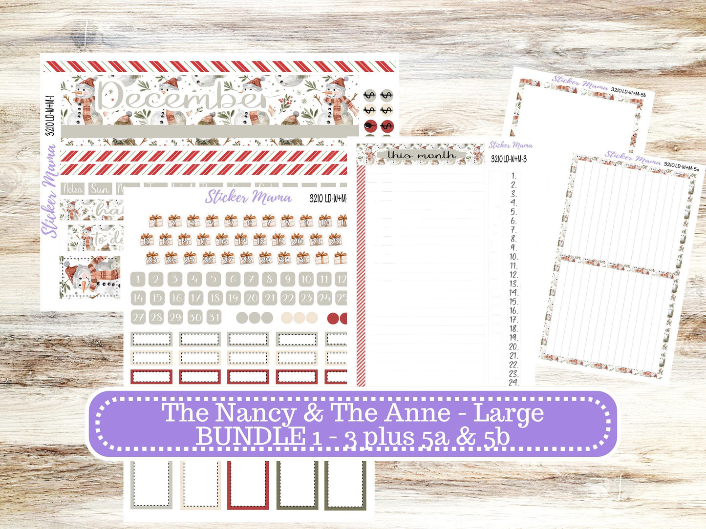 LD “The Nancy & Anne” Large || Week + Month PLANNER Monthly Kit #3210 || Laurel Denise Horizontal Vertical Kit || Frosty Friends || 9-25