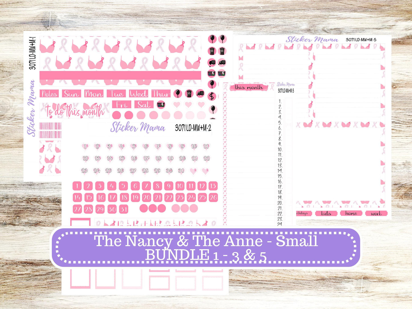 LD SMALL "The Anne" & "The Nancy" || MINI Week + Month Planner Kit #3071 || Laurel Denise Horizontal Vertical || Breast Cancer || Aug 25