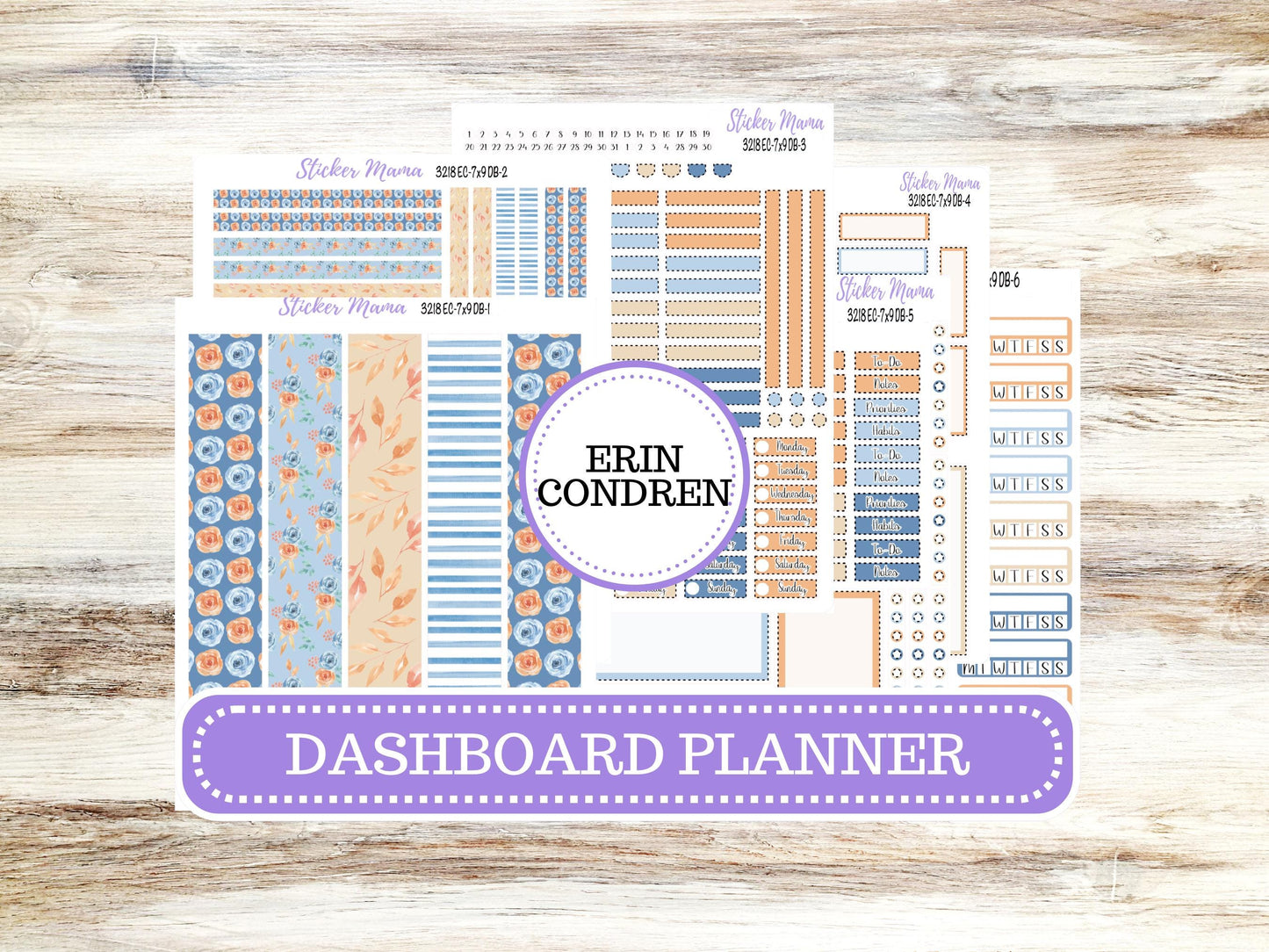 Erin Condren Dashboard Planner Sticker | Kit DB-3218 Blossom Breeze