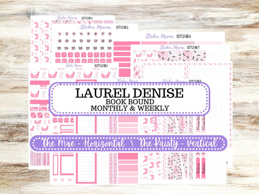 LD BOOK-BOUND Planner Kit #3071 || The Mae || The Kristy || Breast Cancer || Laurel Denise Sticker Kit ||  Aug 25
