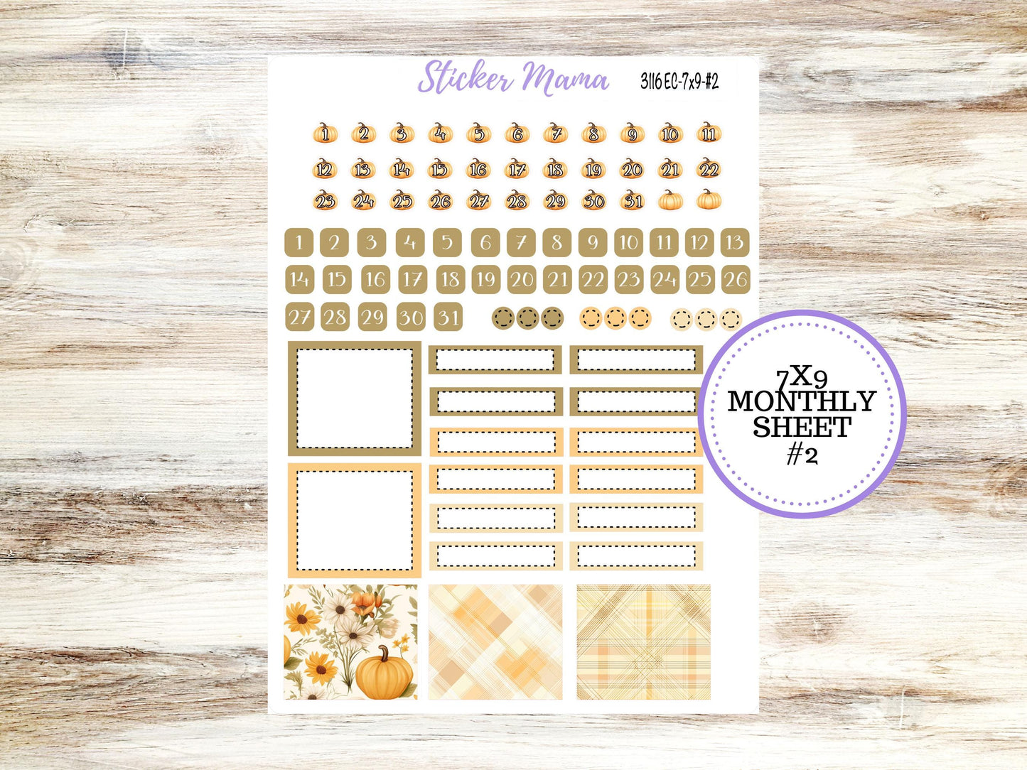 Erin Condren Monthly Kit 7X9 | 3116 Pumpkin Spice | Undated Choose Your Month | Fall