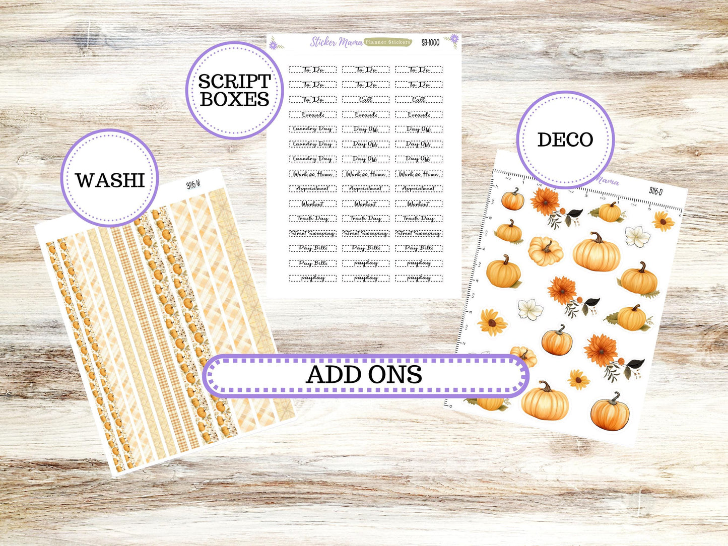 Laurel Denise Large Nancy & Anne Planner Sticker Kit | Vertical Horizontal Week + Month | Choose your own month | Fall 3116 Pumpkin Spice