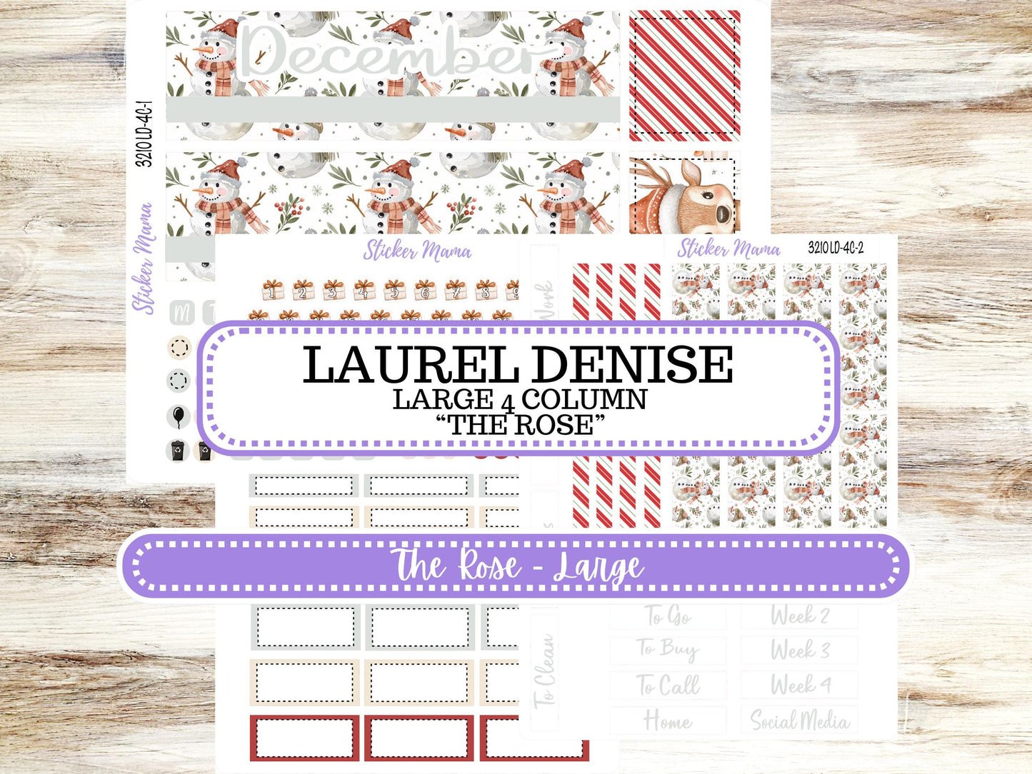 LD "The Rose" Large || 4-COLUMN (formerly project)  Planner Kit #3210 || Frosty Friends || Laurel Denise Stickers || 9-25