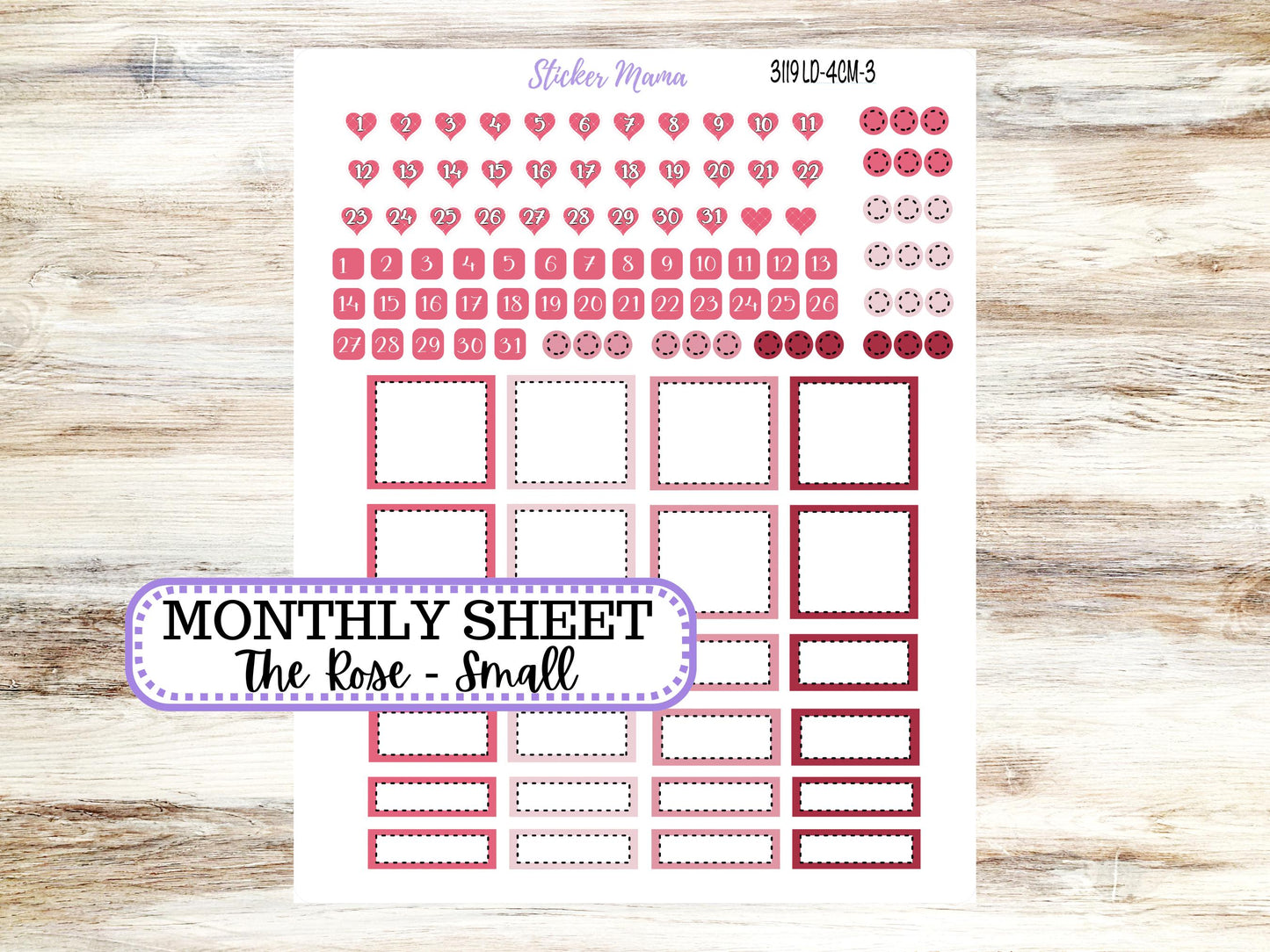 LD "Th Rose" Small || 4 COLUMN Mini (formerly the project mini) Size Planner Kit #3119 || February || Project Stickers || 10-25