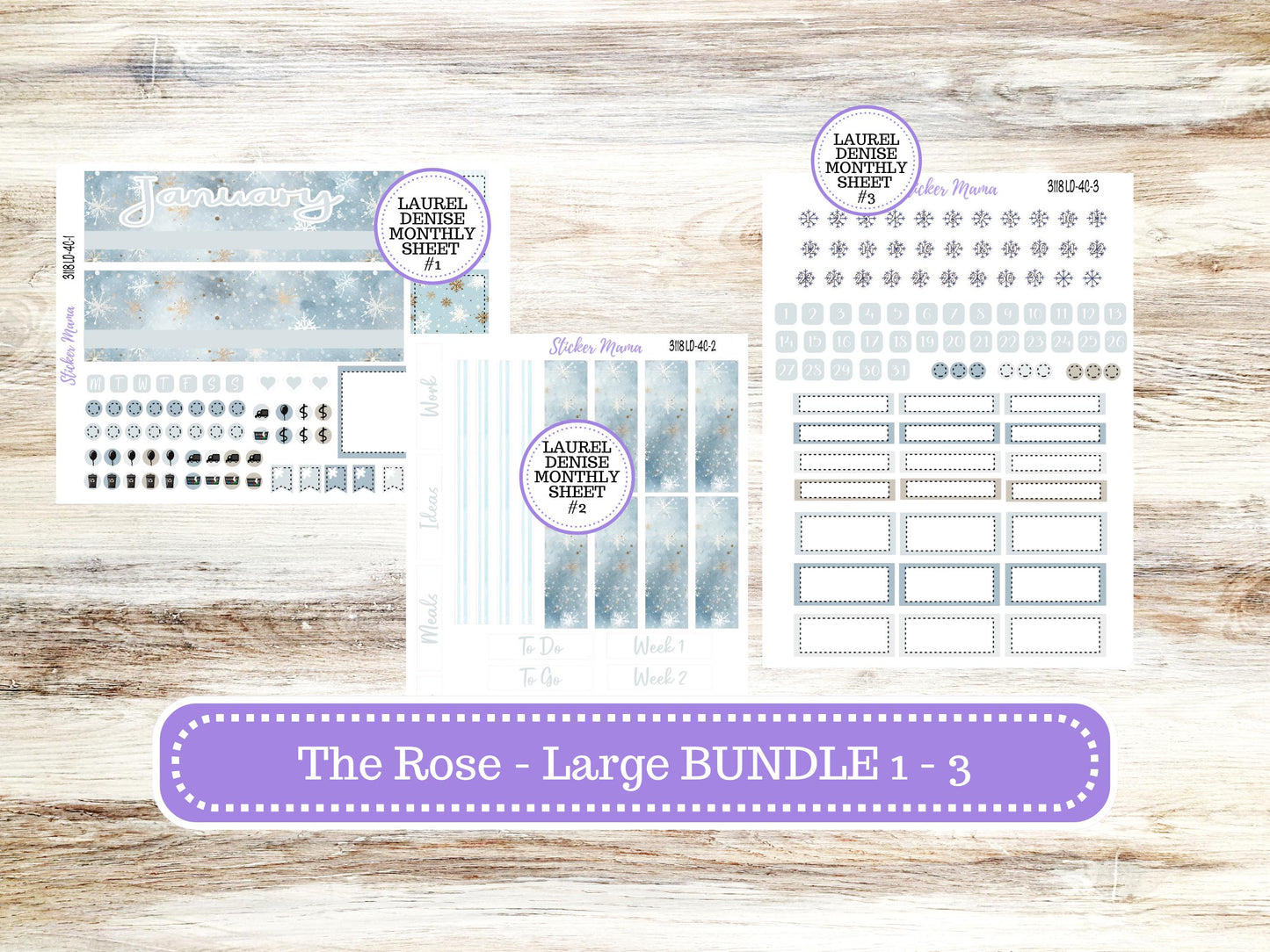 LD "The Rose" Large || 4-COLUMN (formerly project)  Planner Kit #3118 || January || Laurel Denise Stickers || 10-25