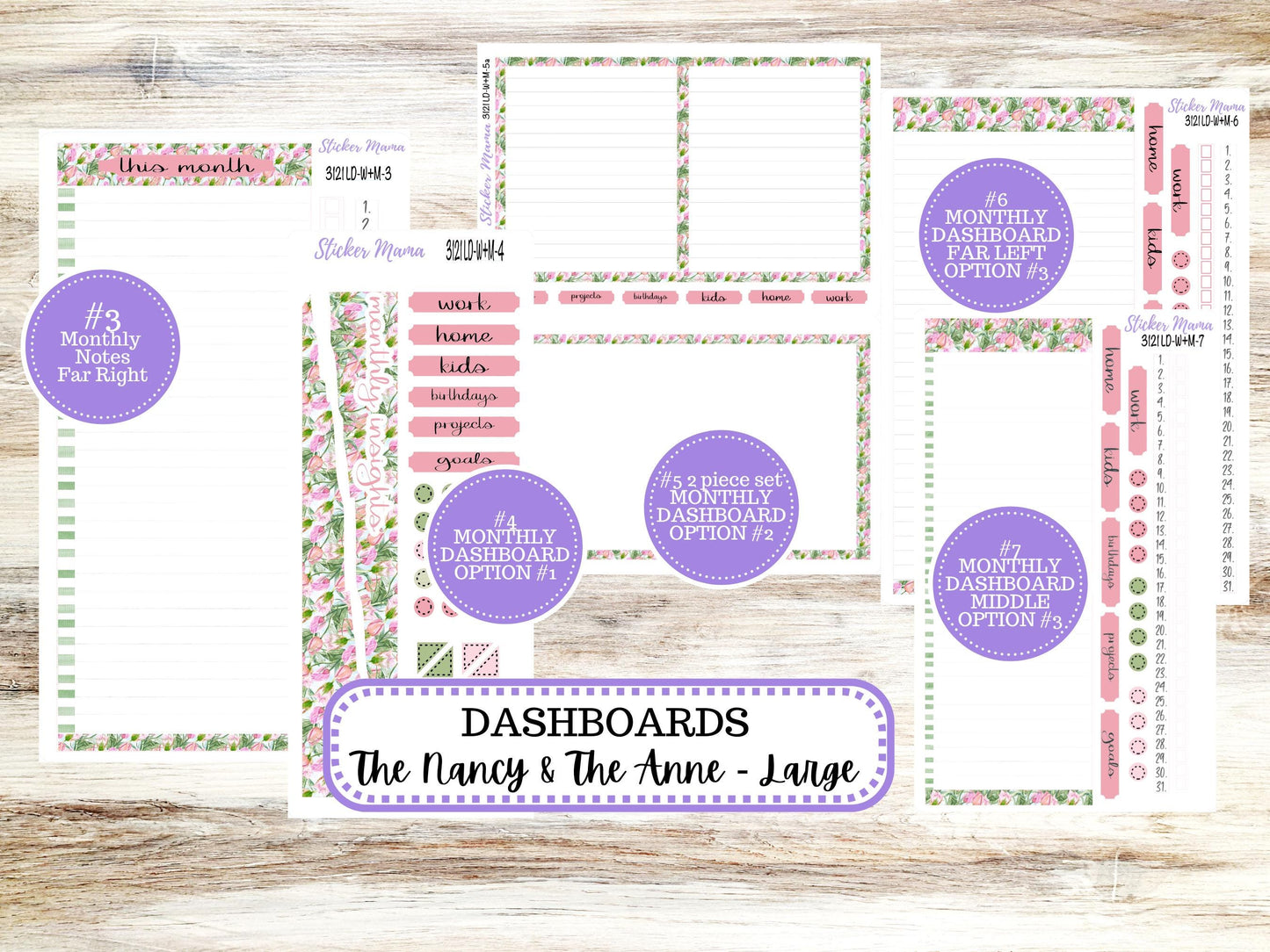 LD “The Nancy & Anne” Large || Week + Month PLANNER Monthly Kit #3121 Easter Petals || Horizontal Vertical Kit || 12-25
