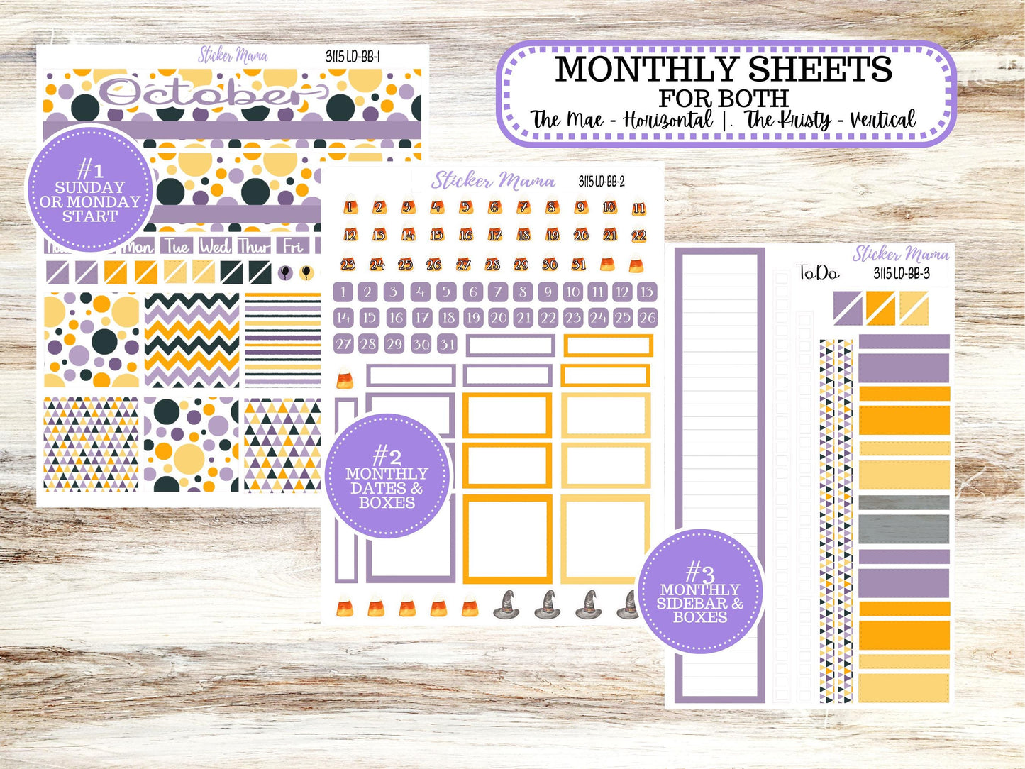 LD BOOK-BOUND Planner Kit #3115 || The Mae || The Kristy || Spooky Palette ||October Laurel Denise Sticker Kit ||  Aug 25