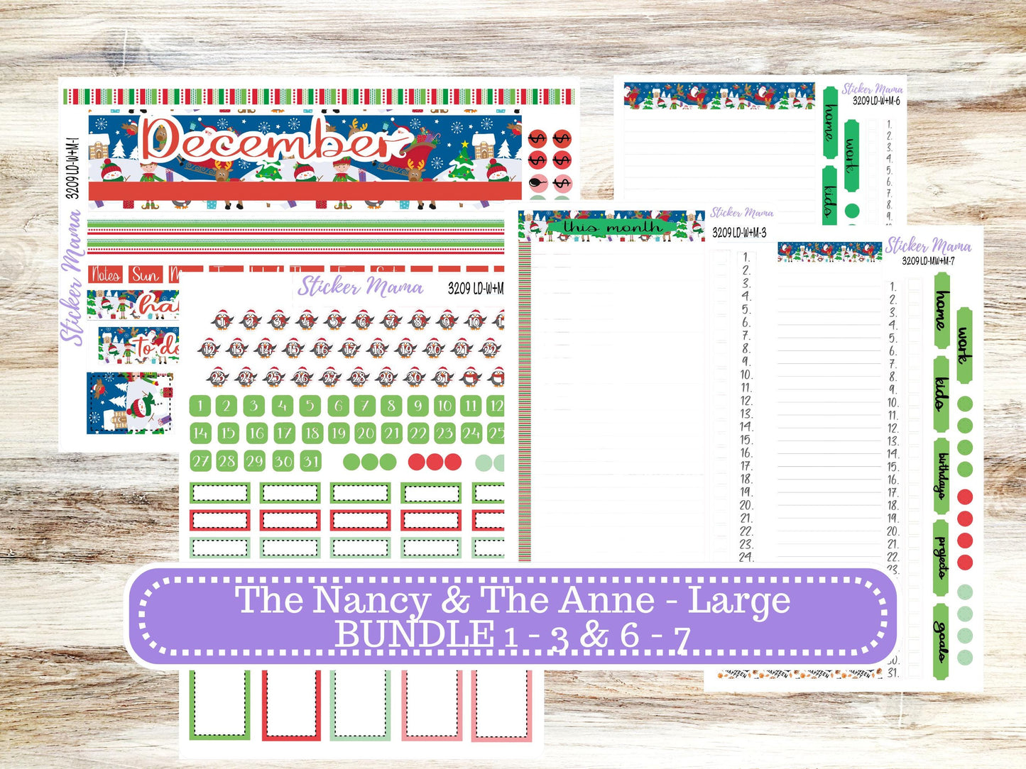 LD “The Nancy & Anne” Large || Week + Month PLANNER Monthly Kit #3209 || Laurel Denise Horizontal Vertical Kit || Jolly Pines || 9-25