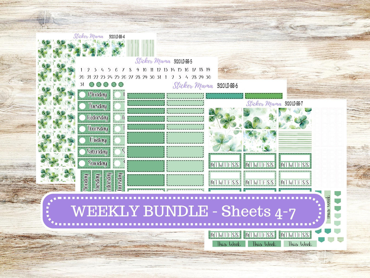 LD BOOK-BOUND Planner Kit #3120 || The Mae || The Kristy || Shamrock Magic || March Laurel Denise Sticker Kit ||  11-25