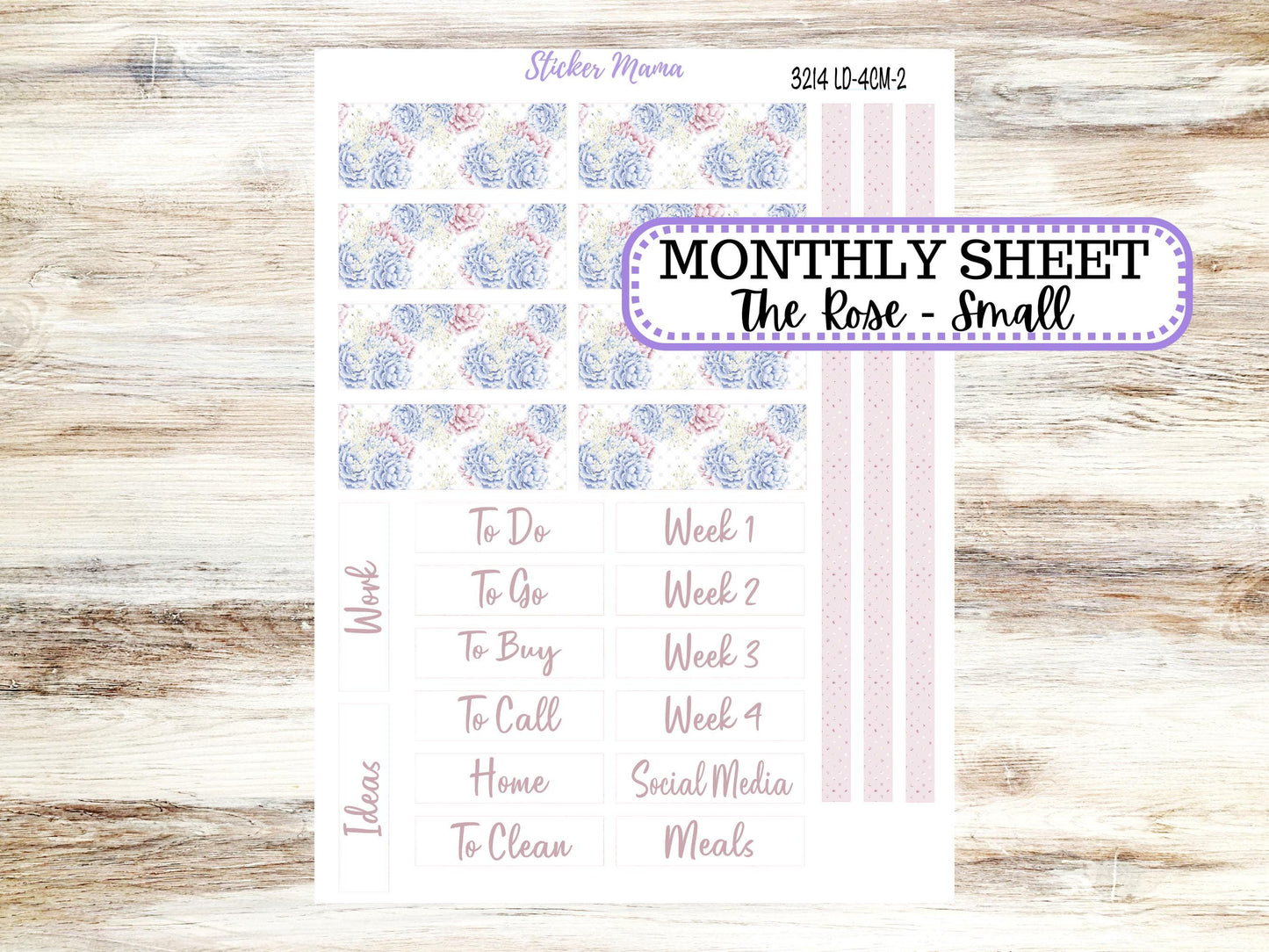 LD "Th Rose" Small || 4 COLUMN Mini (formerly the project mini) Size Planner Kit #3214 || April Peony Palace || Project Stickers || 12-25