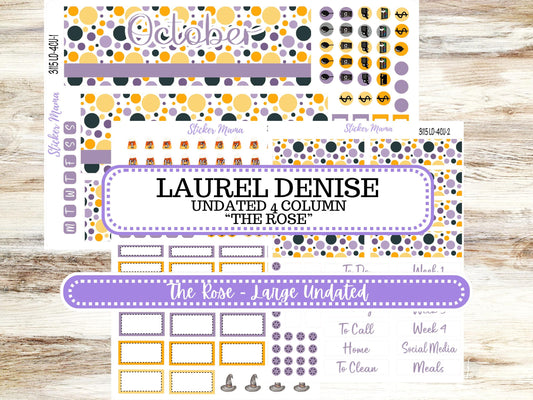 LD "The Rose" - Large Undated || 4 COLUMN Undated (formerly project undated). Planner Kit #3115 || Spooky Palette || Aug 25