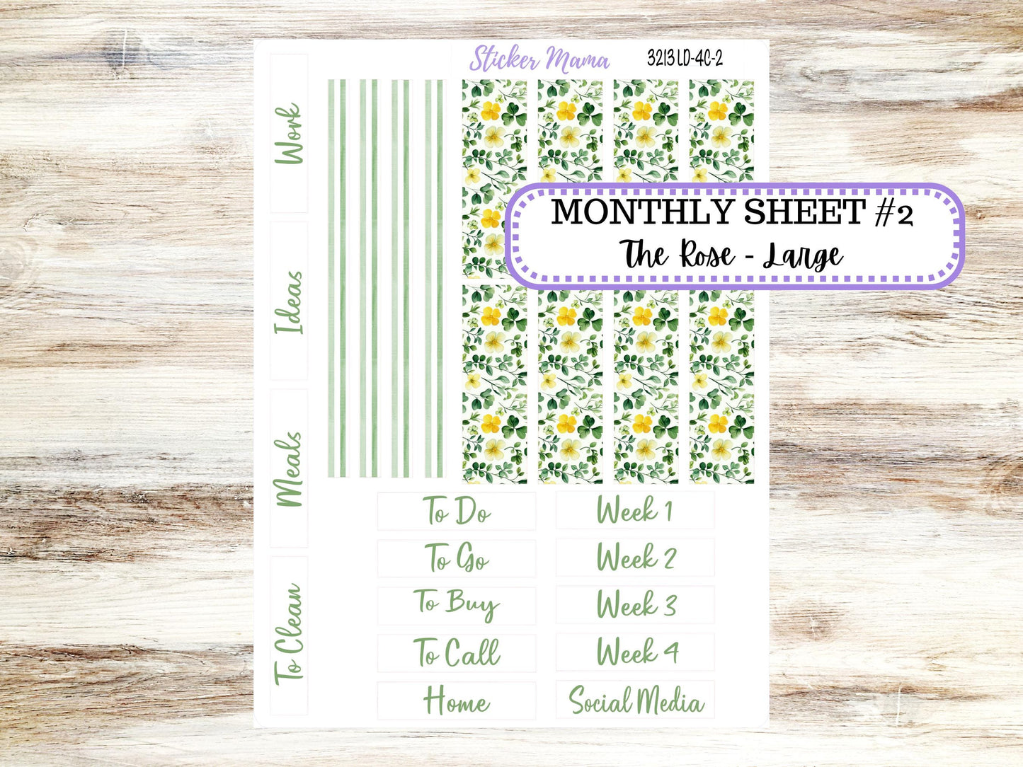LD "The Rose" Large || 4-COLUMN (formerly project)  Planner Kit #3213 || March Lucky Blossom || Laurel Denise Stickers || 11-25