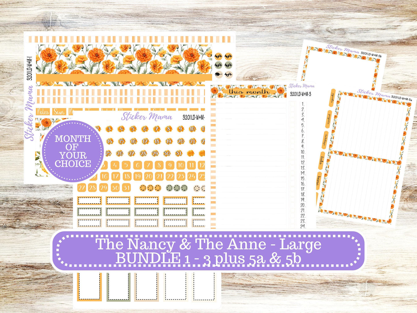 Laurel Denise Large Nancy & Anne Planner Sticker Kit | Vertical Horizontal Week + Month | Month of your Choice 3201 Fall Colors | 5-26