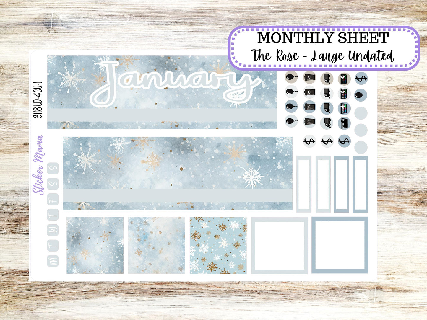 LD "The Rose" - Large Undated Sewn || 4 COLUMN Undated (formerly project undated). Planner Kit #3118 || January || 10-25