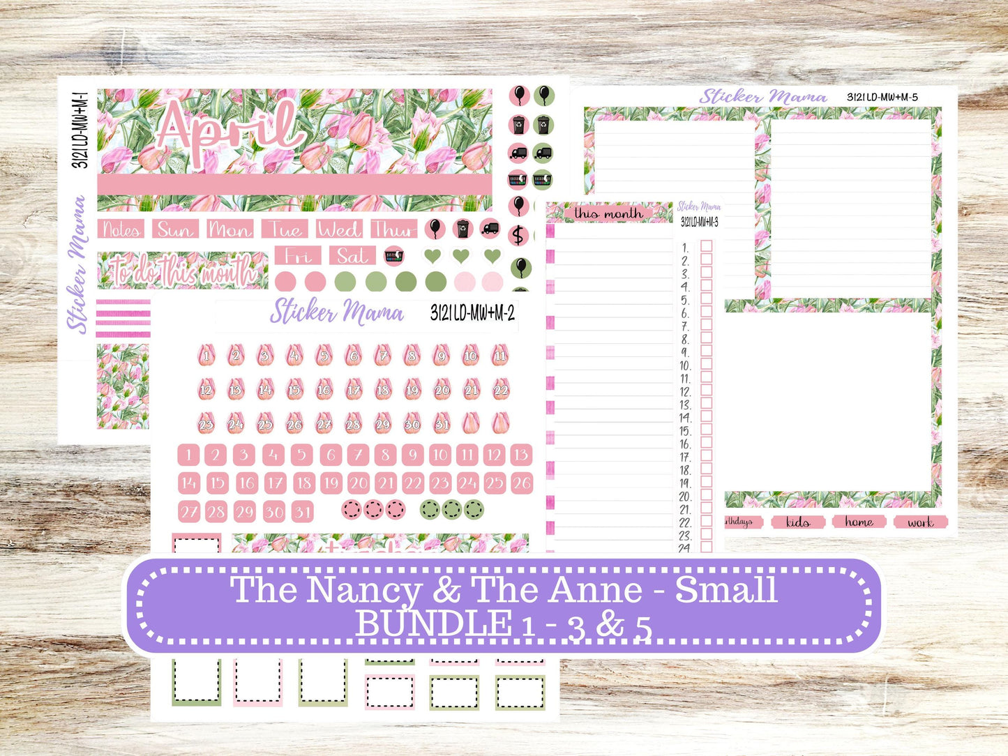LD SMALL "The Anne" & "The Nancy" || MINI Week + Month Planner Kit #3121 || Horizontal Vertical || April Easter Petals || 12-25