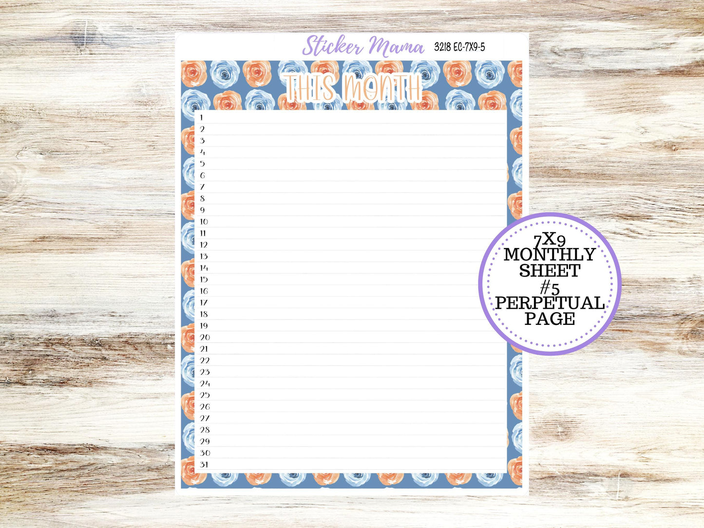 Erin Condren Monthly Kit | 7X9 | August 3218 Blossom Breeze | 5-26
