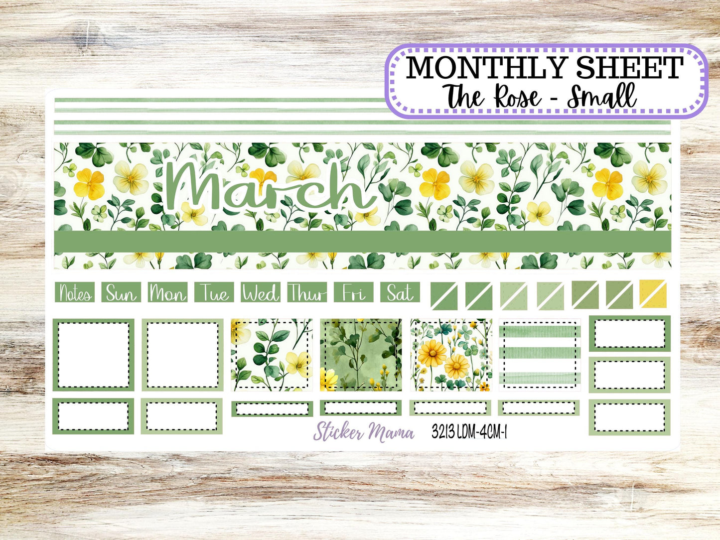 LD "Th Rose" Small || 4 COLUMN Mini (formerly the project mini) Size Planner Kit #3213 || March Lucky Blossom || Project Stickers || 11-25