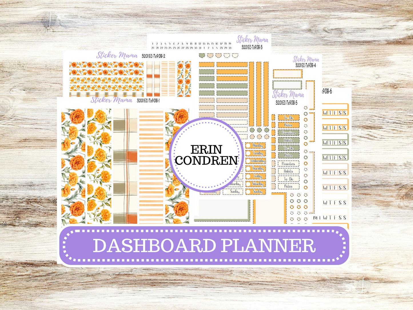 Erin Condren Dashboard Planner Sticker | Kit DB-3201 Fall Colors