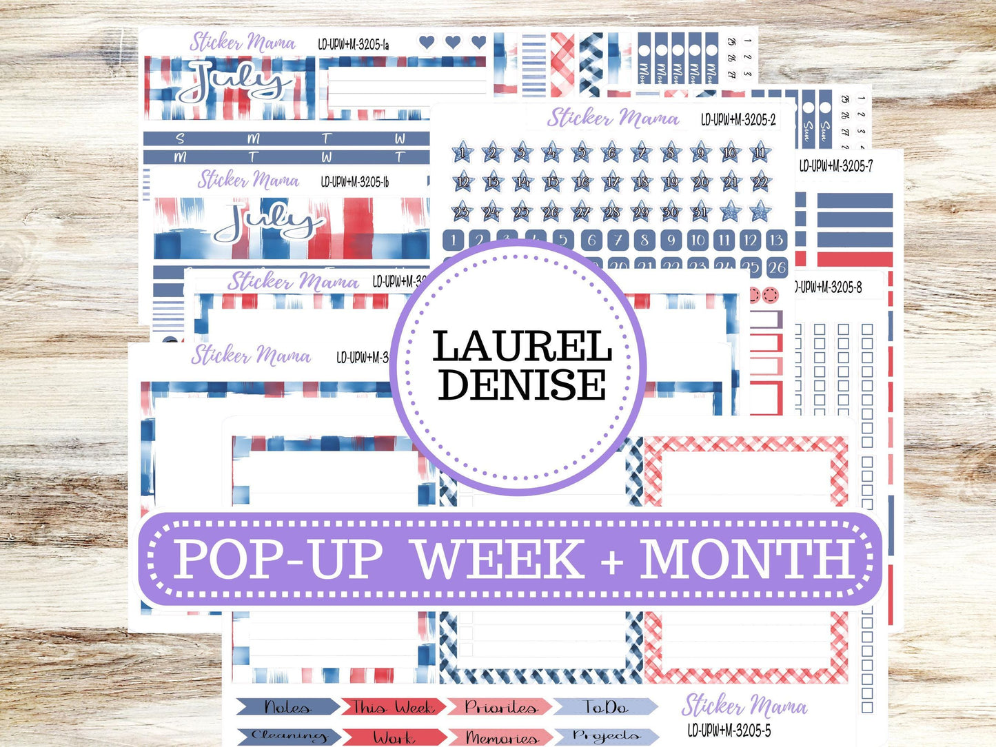 LD POP-UP Week+Month Planner Kit #3205 || Patriotic Festivities || Laurel Denise Kit || Laurel Denise Stickers || April 25