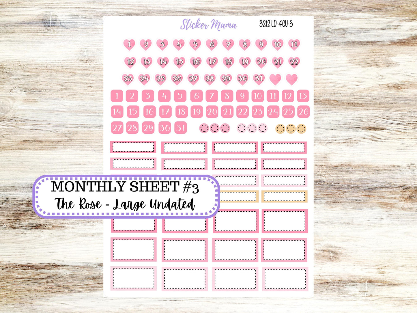 LD "The Rose" - Large Undated Sewn || 4 COLUMN Undated (formerly project undated). Planner Kit #3212 || Love Notes || 10-25