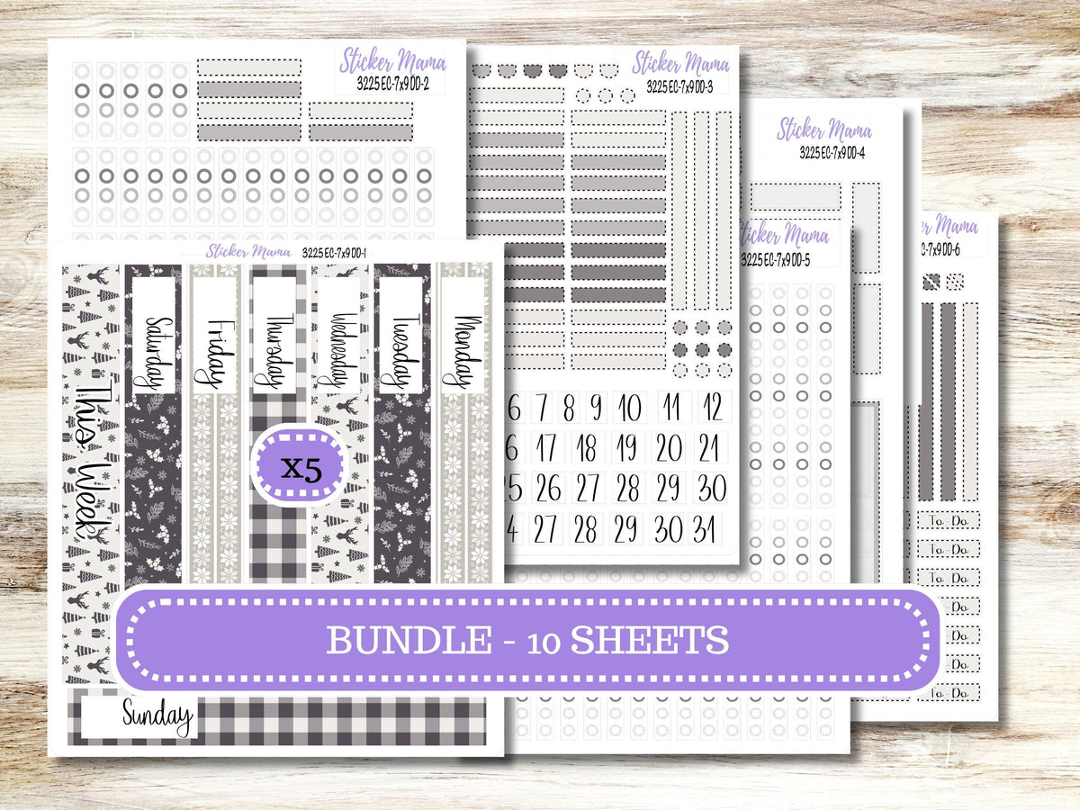 Erin Condren Daily Duo Planner Sticker Kit 3225 | December - Sleek Season | 9-26