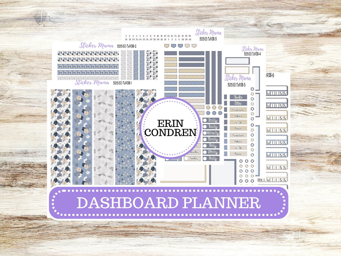 Erin Condren Dashboard Planner Sticker Kit | DB-3215 Charming Roses