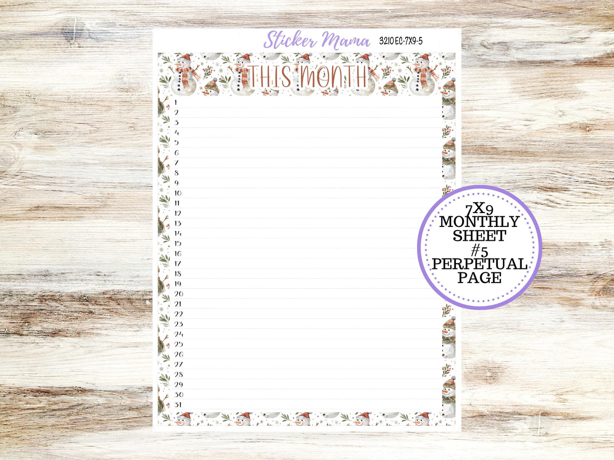 Erin Condren Monthly Planner Sticker Kit 3210 | 7X9 | December Frosty Friends | 9-26