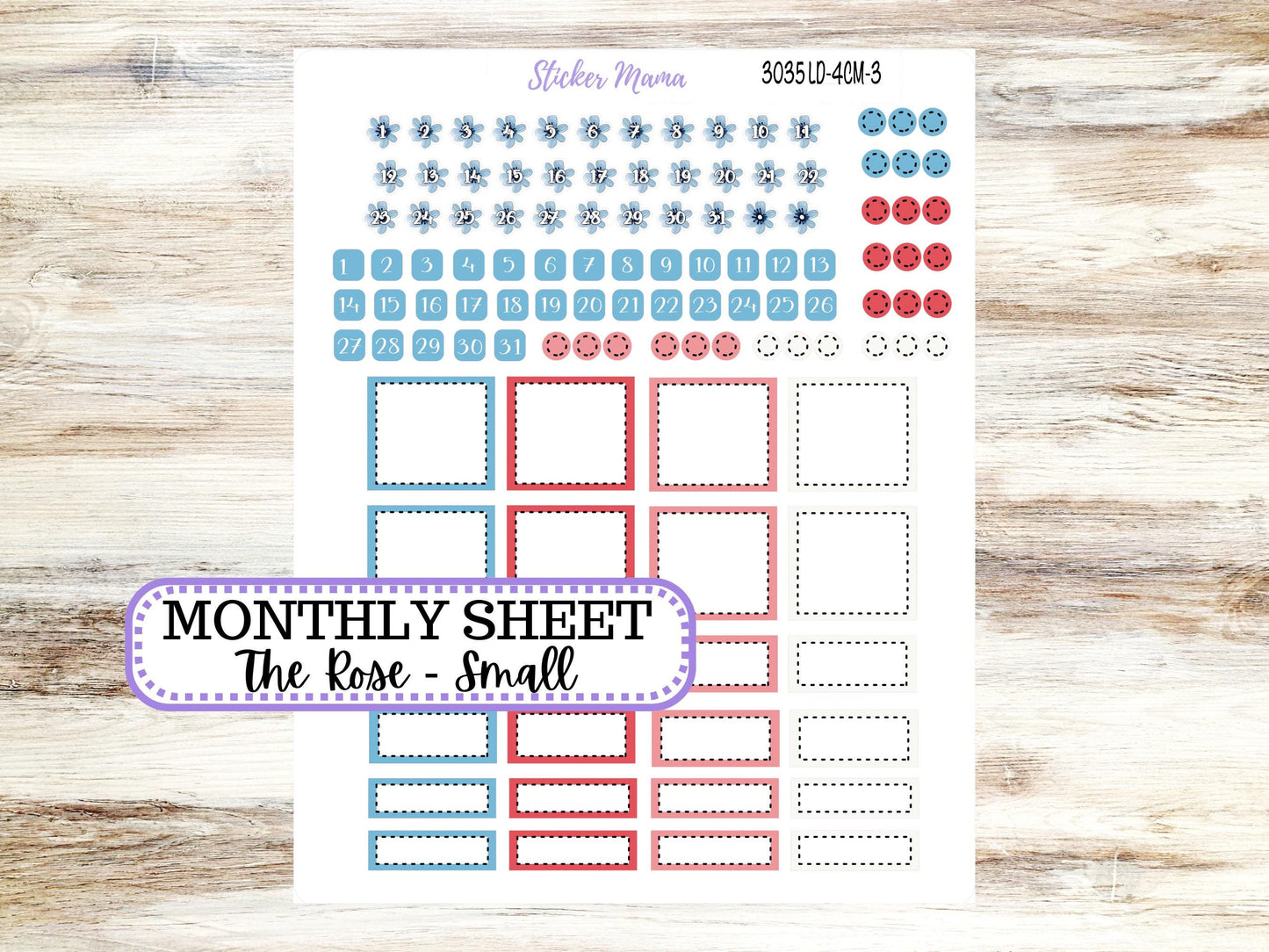 Laurel Denise Small Rose Planner Sticker Kit | 4 Column Mini | Project Mini | July 3035 American Dream | 4-26