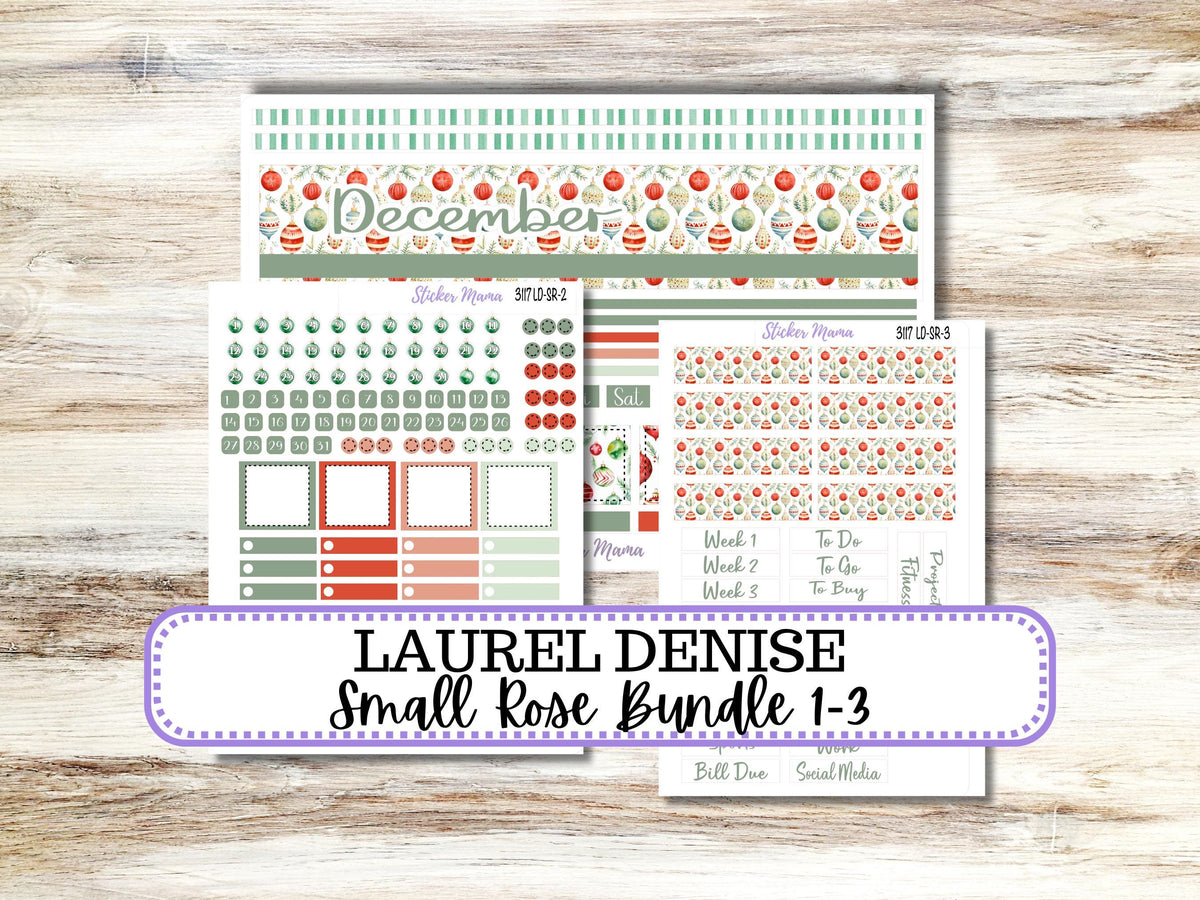 Laurel Denise Small Rose Planner Sticker Kit 3117 | 4 Column Mini | December Jolly Jewels | 9-26