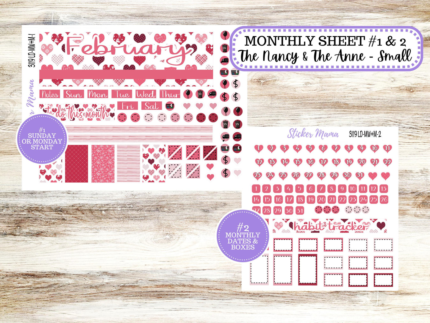 LD SMALL "The Anne" & "The Nancy" || MINI Week + Month Planner Kit #3119 || Laurel Denise Horizontal Vertical || February || 10-25