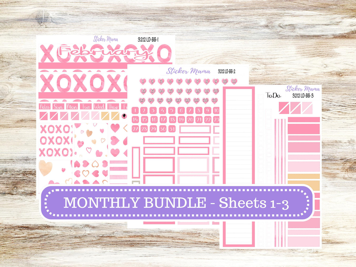 LD BOOK-BOUND Planner Kit #3212 || The Mae || The Kristy || Love Notes || February Laurel Denise Sticker Kit ||  10-25