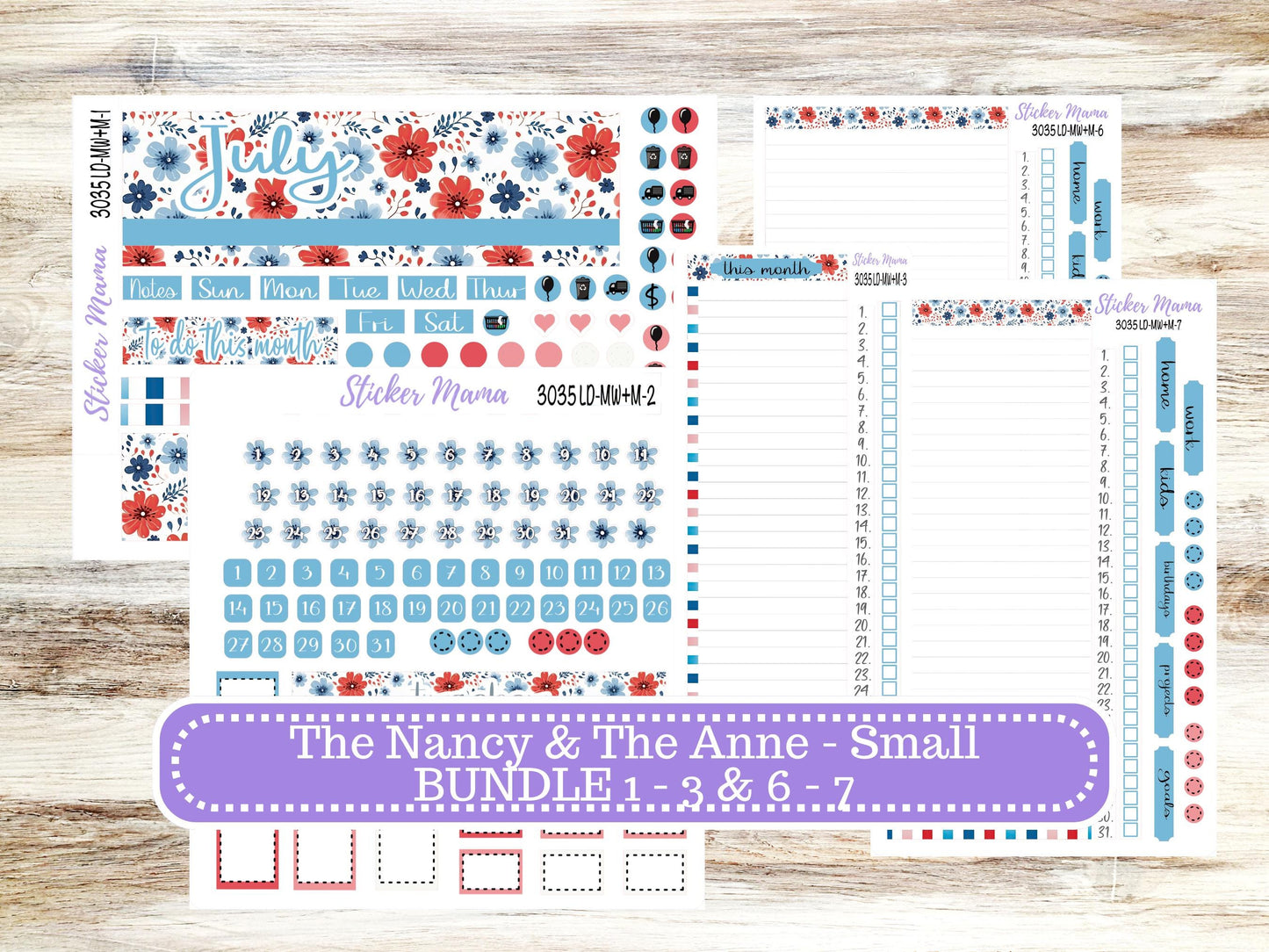 Laurel Denise Small Anne and Nancy Planner Sticker Kit | July American Dream 3035 | 4-26
