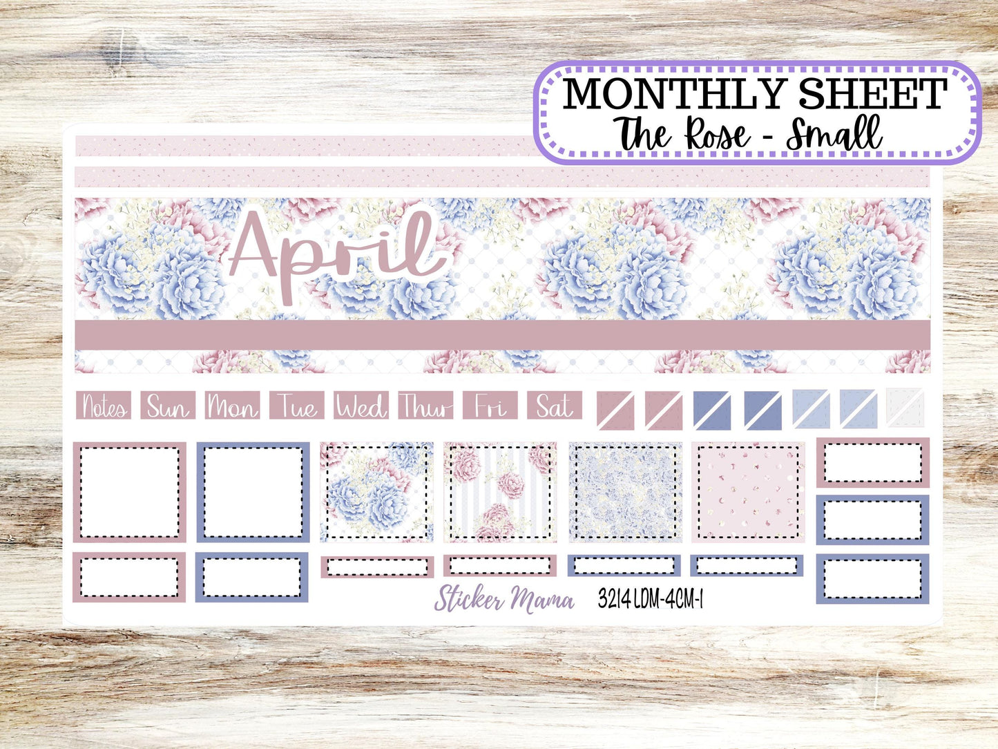 LD "Th Rose" Small || 4 COLUMN Mini (formerly the project mini) Size Planner Kit #3214 || April Peony Palace || Project Stickers || 12-25