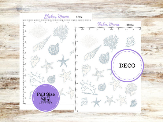 DECO-3204 || Costal Charm Deco || PLANNER STICKERS || Deco Stickers || Shell Deco