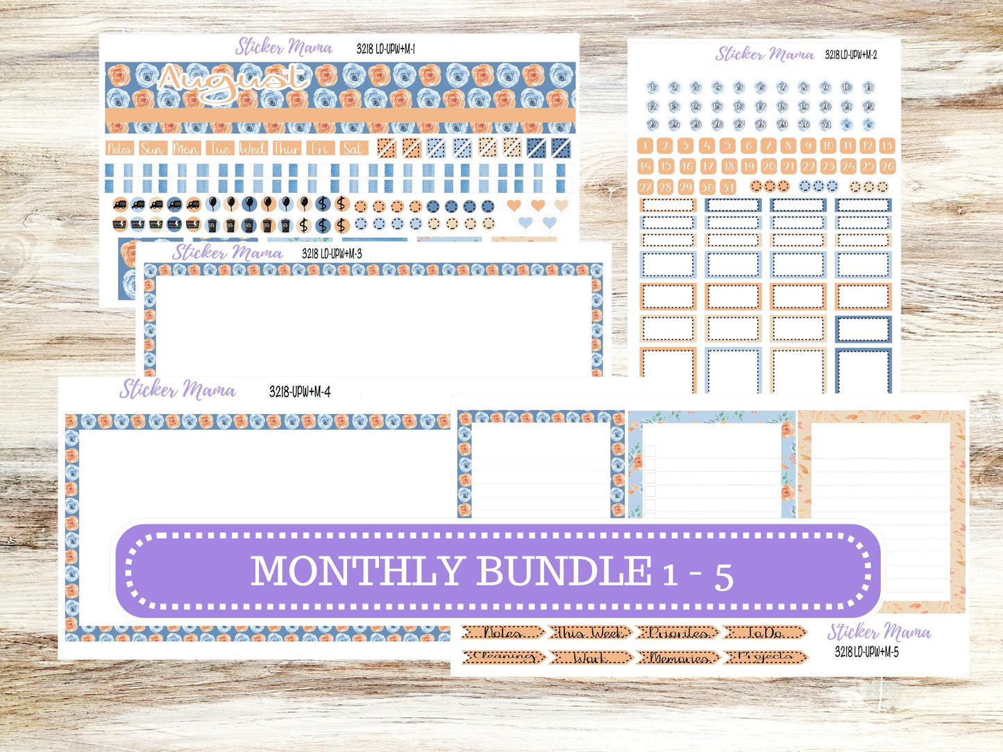 Laurel Denise Jo Planner Sticker Kit | Pop-up Week+Month | August Blossom Breeze 3218 | 5-26