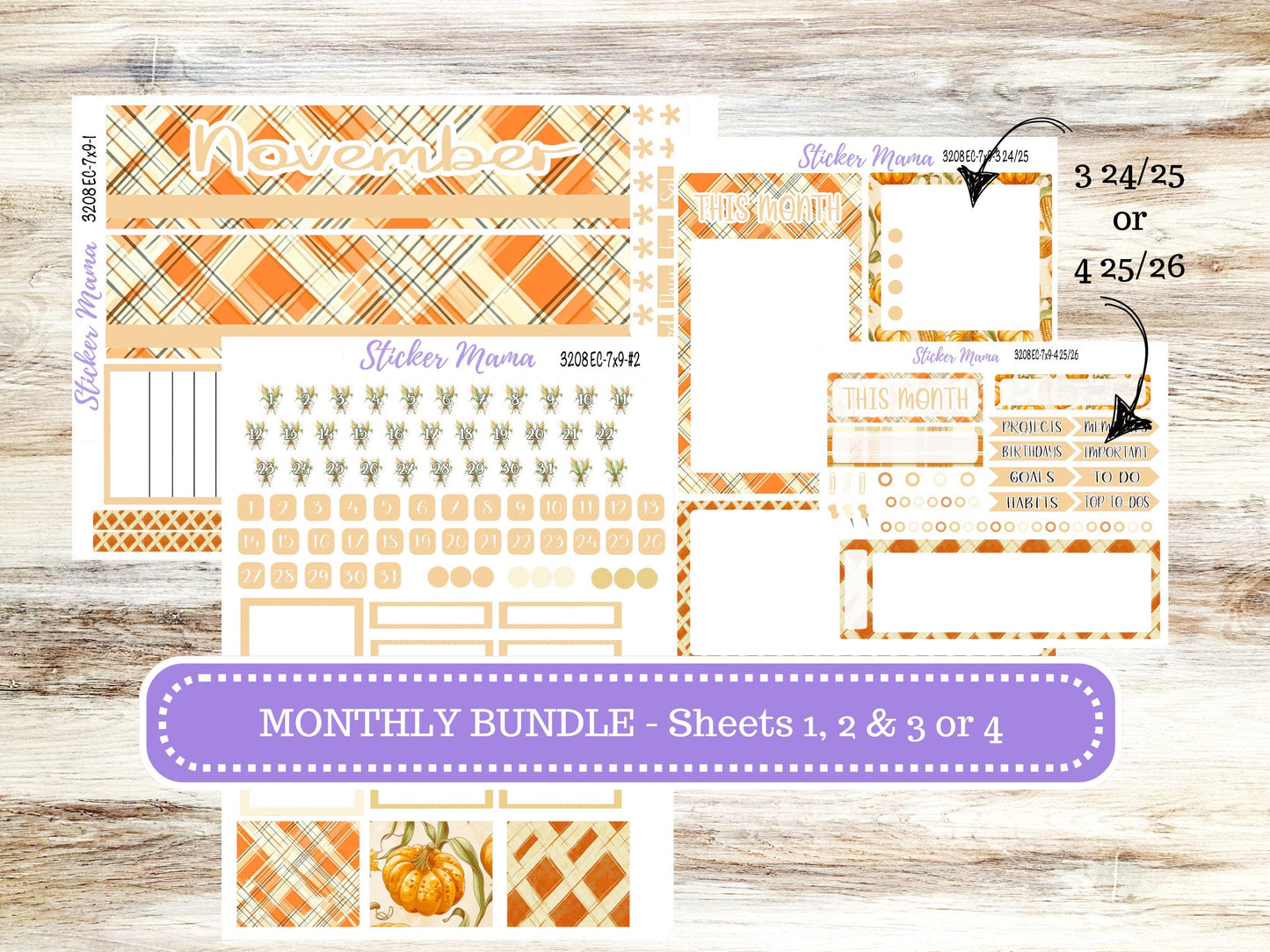 ERIN CONDREN Monthly Kit-3208 || 7X9 || Fall Fields - 7x9 ec November Monthly Kit - November Monthly Planner Kits -  Monthly Pages
