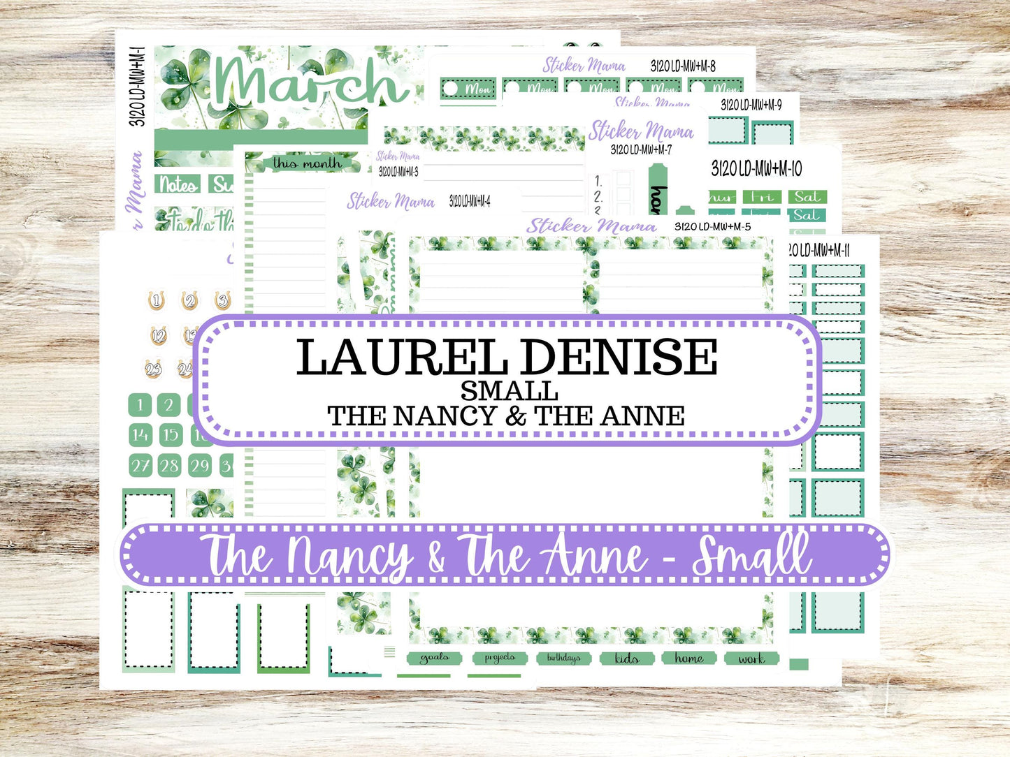 LD SMALL "The Anne" & "The Nancy" || MINI Week + Month Planner Kit #3120 || Horizontal Vertical || March Shamrock Magic || 11-25