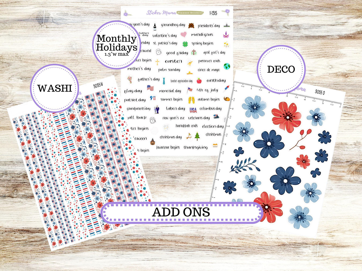 Laurel Denise Mae and Kristy Planner Sticker Kit | Book-Bound | July 3035 American Dream