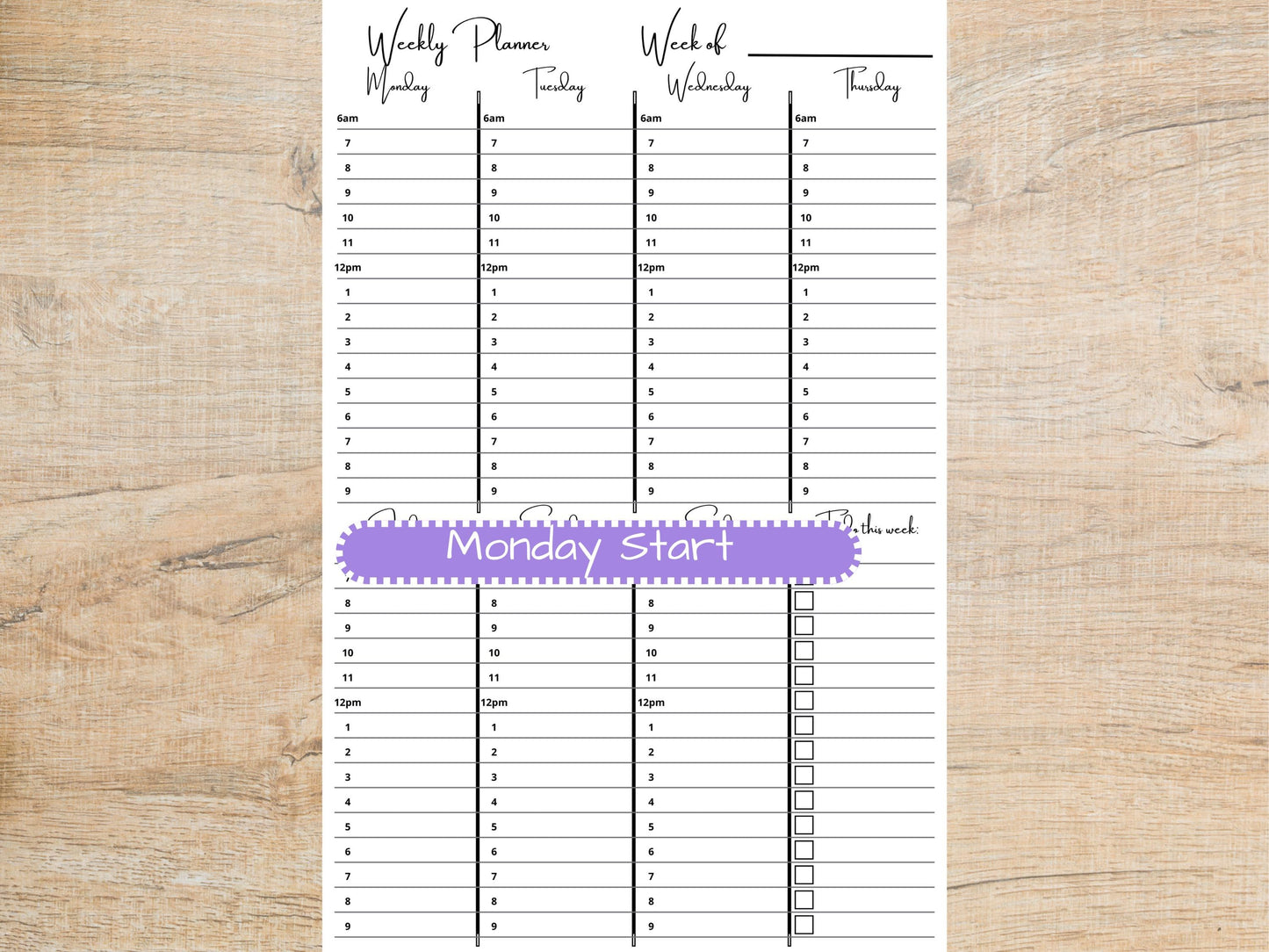 Hourly Weekly Planner Pad 5x8 | Desk Planning Notepad | Undated Organizer