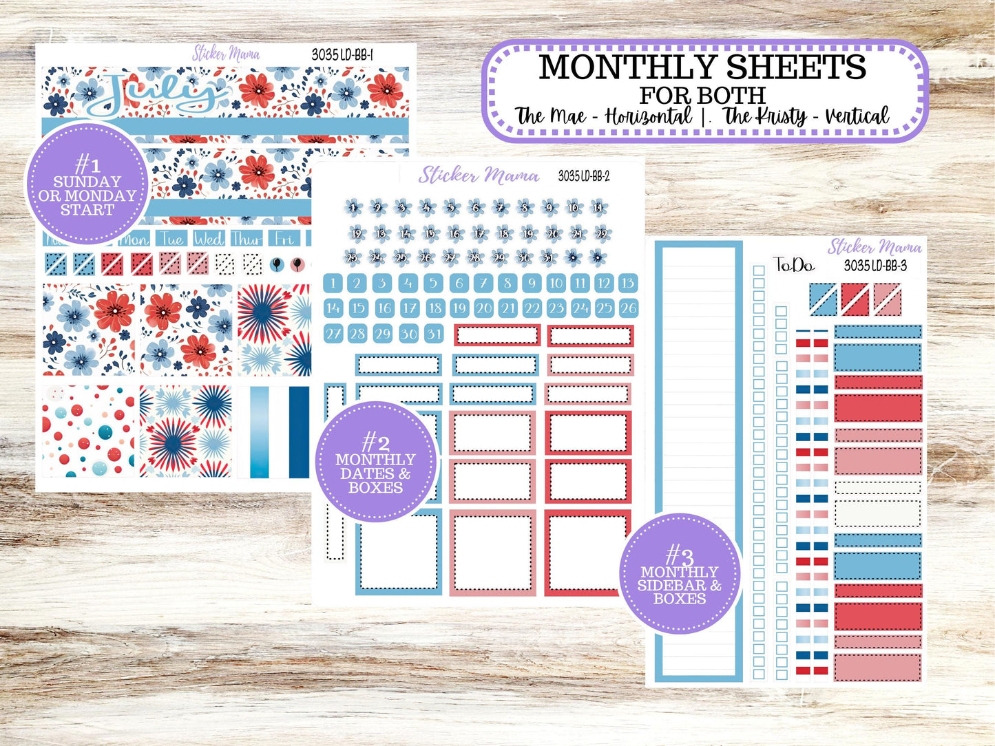 Laurel Denise Mae and Kristy Planner Sticker Kit | Book-Bound | July 3035 American Dream