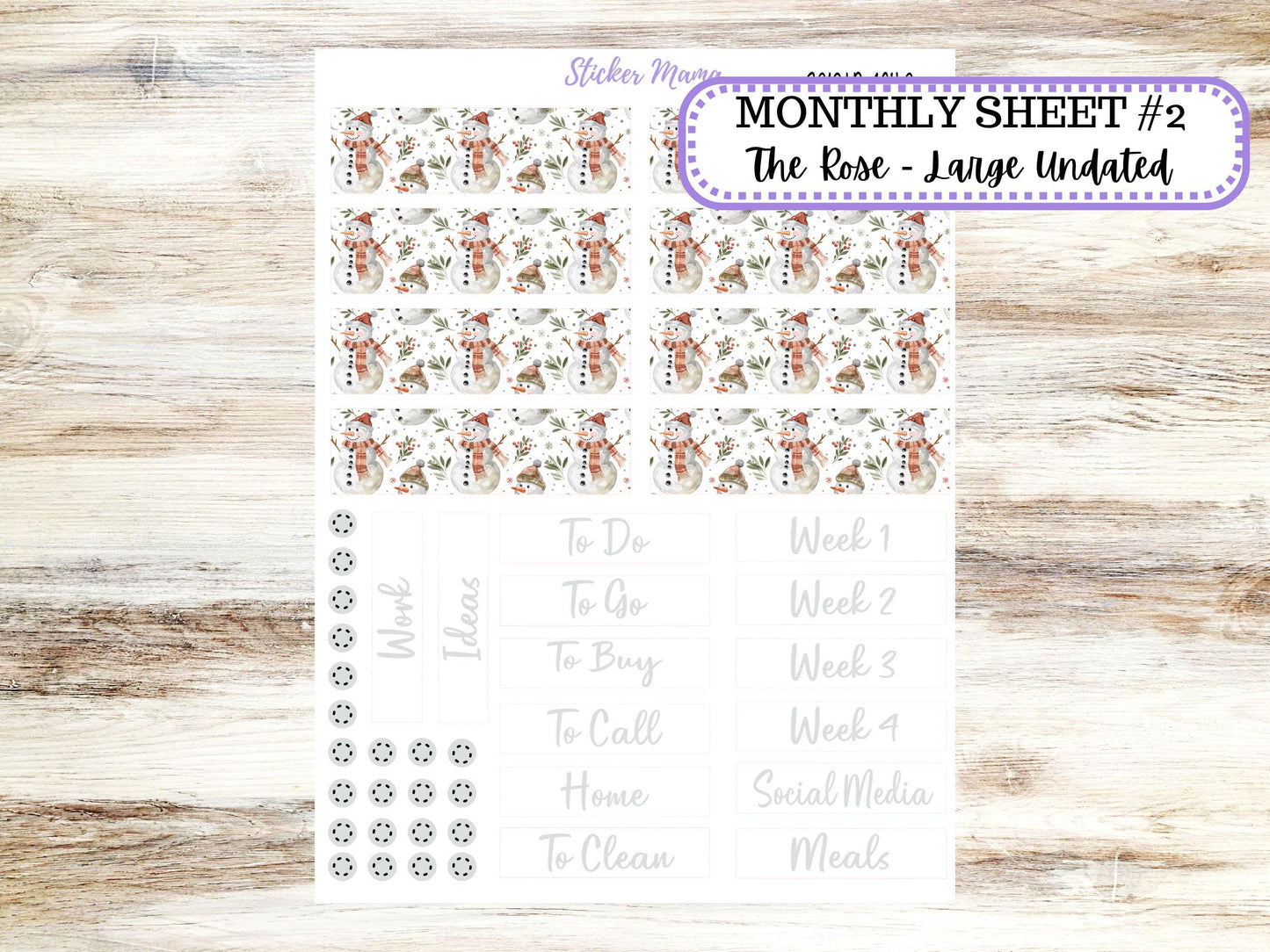 LD "The Rose" - Large Undated Sewn || 4 COLUMN Undated (formerly project undated). Planner Kit #3210 || Frosty Friends || 9-25