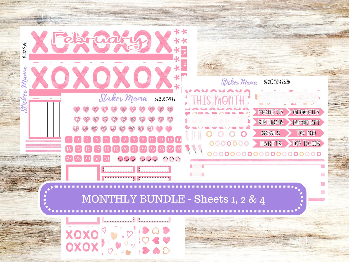 ERIN CONDREN Monthly Kit-3212 || 7X9 || Love Notes - 7x9 ec February Monthly Kit - February Monthly Planner Kits -  Monthly Pages || 10-25